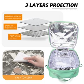 Carfond Insulated Lunch Bag for Kids Children Girls Boys Reusable Lunch Box With Adjustable Shoulder Strap Cute Preppy Lunch Boxes for School Work Picnic Lunchbox, Mint Green