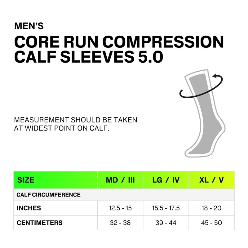 CEP Core Run Compression Calf Sleeves 5.0, Black/Lime, Men, IV