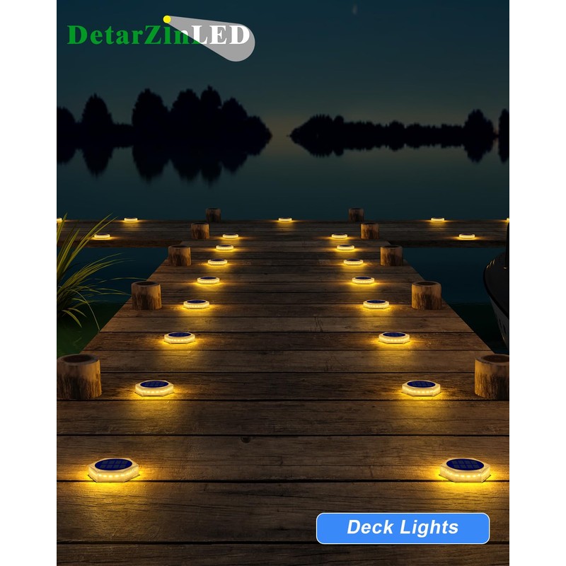 DetarZinLED Solar Step Lights for Outside Waterproof, 4 Pack Warm