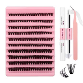 FADVAN Custom Eyelash Extension Kit False Eyelashes Curl D with Eyelash Binding and Sealer Custom Eyelash Applicato Cluster Eyelashes (Kit-60D-0.07D-Mix 8-16mm)