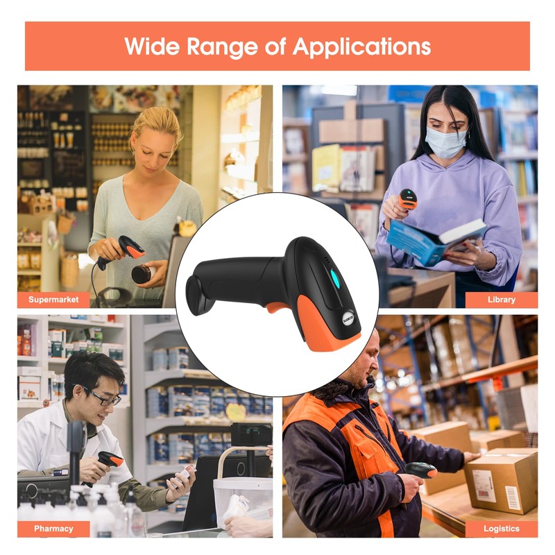 Sumicor QR Code Scanner, Wireless 2D Barcode Scanner Data Matrix