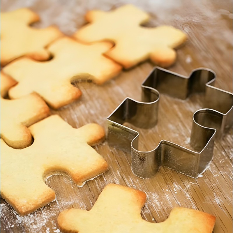 Wetco Puzzle Cookie Cutter Set of 4Pcs, Biscuit Cutters Stainless