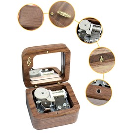 Sinzyo Kingdom Heart Walnut Music Box Vintage Wood Carved Wind Up Musical Box Gift for Christmas,Birthday,Valentine's Day