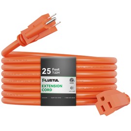 PLUGTUL 25 FT 12/3 Outdoor Extension Cord Waterproof, Heavy Duty 12 Gauge SJTW Extension Cord, 15A 1875W, ETL Listed, Great for Garden and Home, Orange