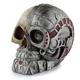 Puckator Steampunk Style Skull Half Robot Head - Home Decoration - Steampunk Skull With Robot Head - Ornaments - Resin - Home Accessories Living Room Accessories Human Skeleton Goth Gifts For Men