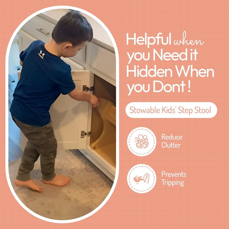Hidden Helper Montessori Step Stool for Toddlers, Foldable Toddler Two