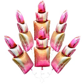 Red Lipstick Balloons Lip Stick Kiss Bow Balloons SPA Party Decor, 6 Pack Giant 49'' Lipstick Makeup Foil Balloons Princess Pink Balloons For Valentines Day Wedding Bachelorette Bridal Baby Shower