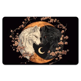 Peacoblue Bank Card Sticker Retro Wolves and Moon with Cherry Credit Debit Card Custom Skin Cover Protector, 4 Styles Scratch-Proof and Attractive Decal for Most Popular EBT Transportation Key Card