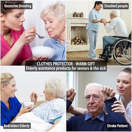 Paquete de 2 baberos para adultos para mujeres, baberos adultos para adultos con necesidades especiales, protector de ropa impermeable a prueba de fug