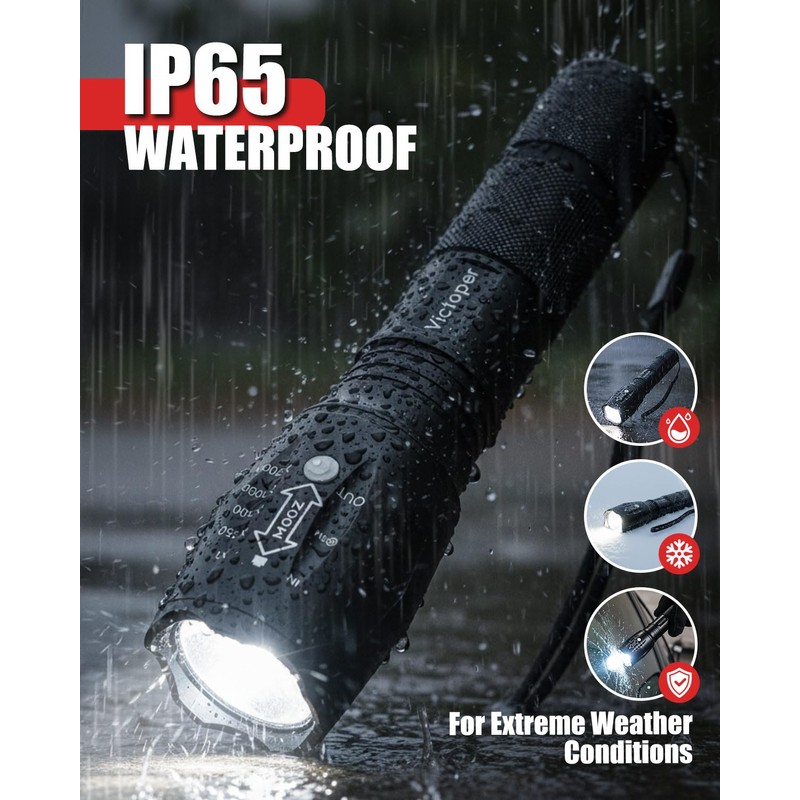 Victoper LED Flashlight 2 Pack, Bright Tactical Torch High Lumens