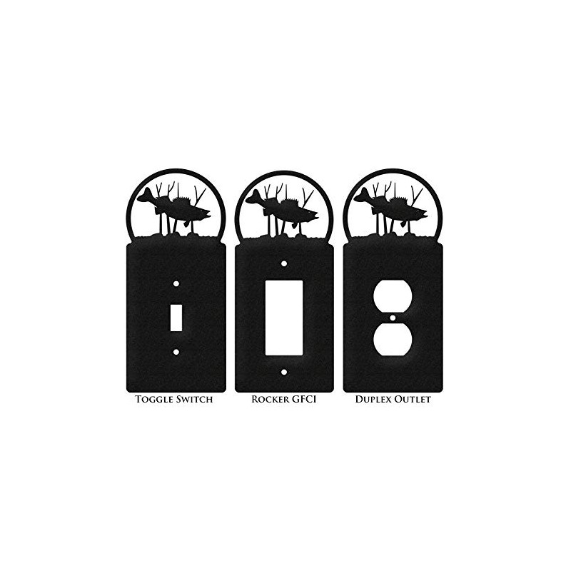 SWEN Products Fish Walleye Wall Plate Cover (Single Outlet, Black)
