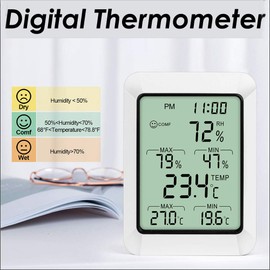 Room Thermometer Digital Indoor Hygrometer Monitor Temperature and Humidity Meter for Home Office Nursery Comfort, Min/Max Records