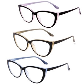 CRGATV 3 Pack Reading Glasses Blue Light Blocking Stylish Cat Eye Computer Readers Anti Eyestrain & Glare for Women