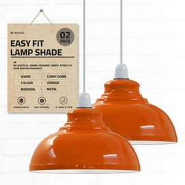 Orange Ceiling Lamp Shades Set of 2 Light Shade 29cm Ceiling Light Industrial Light Shade Metal Replacement Pendant Lighting Easy Fit Kitchen Light Shade for Indoor Hanging Decorative Light Shade