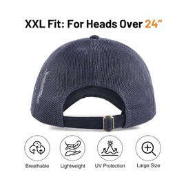 Zylioo XXL Vintage Trucker Cap Baseball Cap for Large Head, Mesh Running Caps Cap Size 60-65 cm, Summer UV Protection Sports Caps, navy blue, XXL