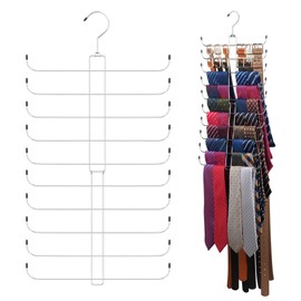 ZEDODIER Tie Rack Belt Hanger for Closet, 2 in 1 Tie Hanger Belt Organizer with Max 40 Capacity, Heavy Duty Space Saving Closet Organizers and Storage, Silver