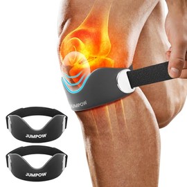 JUMPOW Silicone Patellar Tendon Support Strap - 2 Pack Adjustable Non-Slip Patella Band Stabilizer Knee Brace for Hiking, Running, Jumpers Knee, Tendo