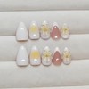 French Tip Press On Nails, Almond Shape with 3D Flower