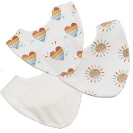 Bibbilyboo Waterproof Baby Dribble Bib, 3 Pack, 0-2 Years - Highly Absorbent & Naturally Antibacterial - Adjustable, Waterproof & Breathable Fabric - Award Winning Teething Bibs (Sunshine & Rainbows)