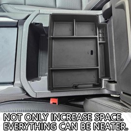HGWEI Power Sliding Center Console Organizer Compatible with 2021-2026 GMC Yukon Chevy Tahoe Suburban Interior Accessories, Armrest Storage Box Insert Tray (Not for Console with Charging Socket) Black