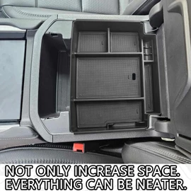 HGWEI Power Sliding Center Console Organizer Compatible with 2021-2026 GMC Yukon Chevy Tahoe Suburban Interior Accessories, Armrest Storage Box Insert Tray (Not for Console with Charging Socket) Black
