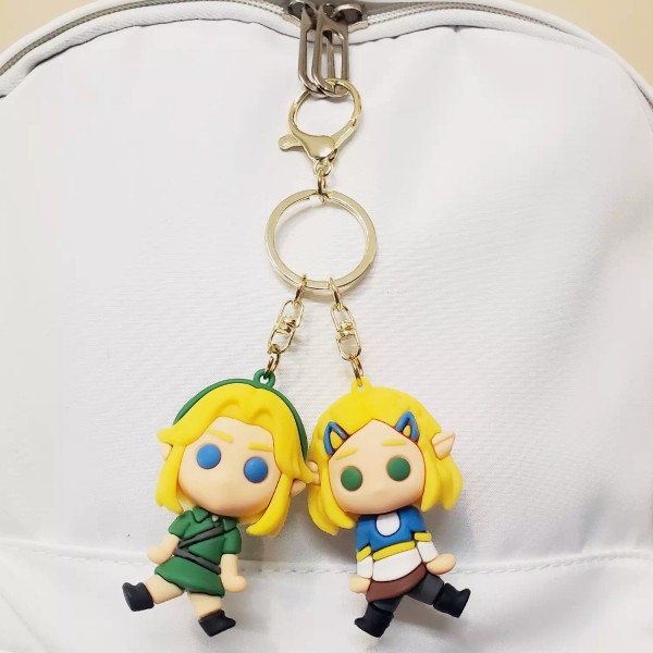 Link and Zelda mini figures keychain backpack clip accessory pendants