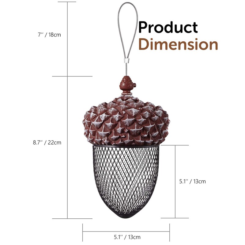 KALLAK Metal Acorn Hanging Bird Feeder Outdoor Decoration