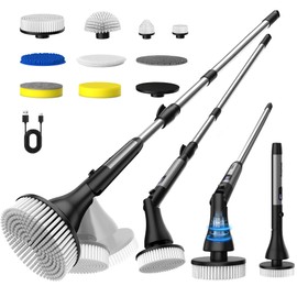 Mayking MayKing Electric Spin Scrubber with 9 Brush Heads, 3-Angle & 4-Length Adjustable Cordless Power Scrubber, 3-Speed & Battery LED Display, Electric Scrubber for Cleaning Bathroom Bathtub Floor Tiles