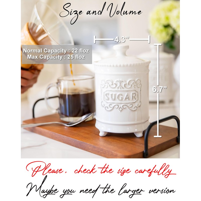 25 Ounce Elegant Ceramic Kitchen Canisters Set of 3 -