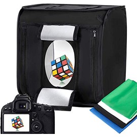 LTRINGYS Photo Studio Light Box 24''x24'' with LED Lights, Collapsible Photography Photo Background Shooting Tents with 4 Photo Backdrops(Black, White, Blue ,Green) 5500K US Plug