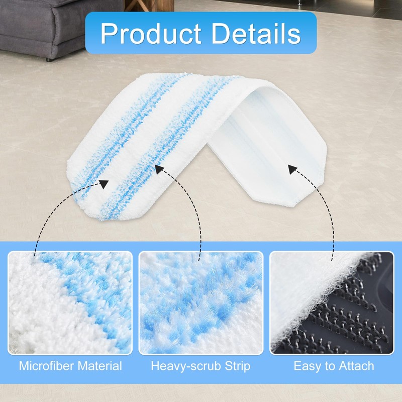 Mop Replacement Pads Compatible with Vileda H2prO Flat Mop System,