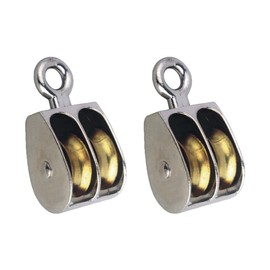 2 Pcs Pulley Block, 75mm Double Pulley Heavy Duty Zinc Alloy Lifting Pulley Wheel System Wire Rope Crane Fixed Pulley for Indoor Outdoor (Silver)