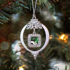 Inspired Silver - Organ Donor - Silver Christmas Ornament - Square Charm Christmas Tree Ornament with Cubic Zirconia - Holiday Hanging Decoration