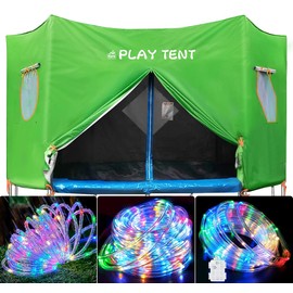 Jump Tastic Trampoline Tent with 2 Pack 32.8ft Ball String Lights, Fit for 14ft Straight Pole Trampoline