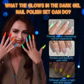 SAVILAND Glows in The Dark Nail Polish Set 24 Holiday Brighrly Colors Luminous Quicking-drying U V Neon Gel Nail Polish Set Reflective Glow Effect Full Coverage Easy to Use Gel Polish Holiday Gifts