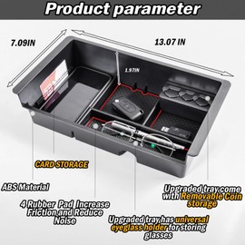 Center Console Organizer for 2014-2018 Chevy Silverado 1500 / GMC Sierra 1500 Accessories and 2015-2019 Sierra/Silverado 2500/3500HD and 15-2020 Yukon/Yukon XL/Tahoe/Suburban Armrest Storage Box, Red