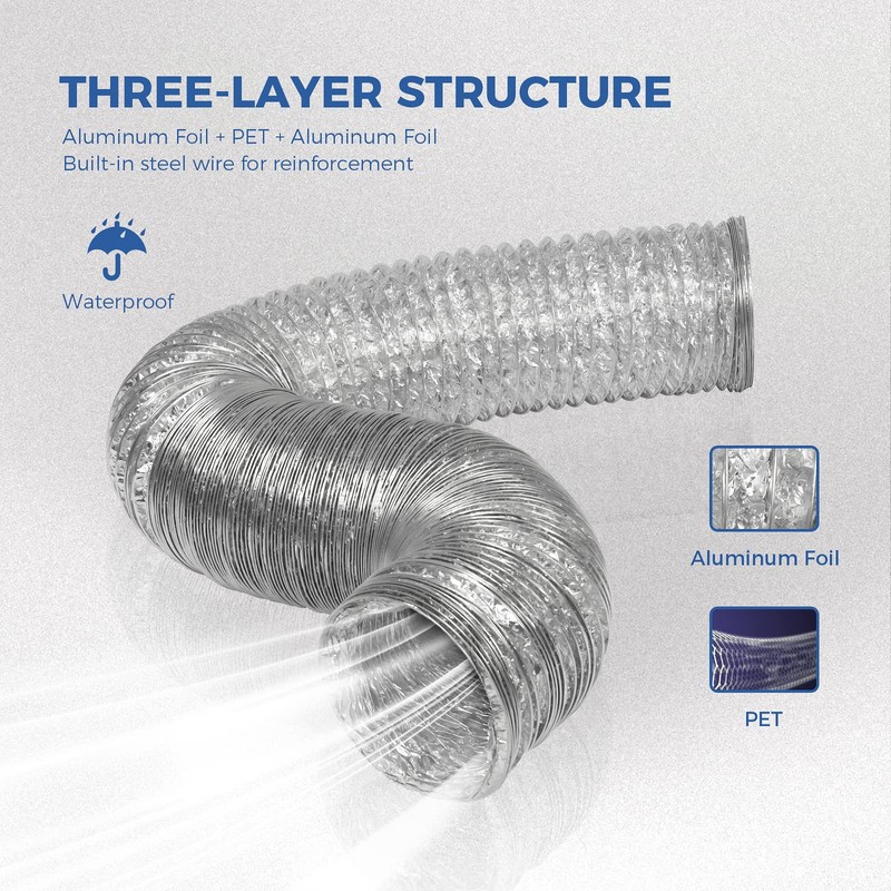 ALORAIR Dehumidifier Aluminum foil Outlet Duct with a Diameter of