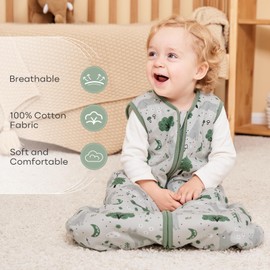 Yoofoss Baby Sleeping Bag 6-12 Months 100% Cotton 2.5TOG Winter Toddler Sleep Sack 2 Way Zipper Baby Wearable Blanket for Infant Toddler