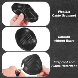 M METERXITY 6-Pack Rubber Grommets for Wiring 80mm Flexible Drill Hole Grommets Cable Cord Grommet Firewall Hole Plug for Cables/Wires Through Protection [Black, Tower-Shaped]