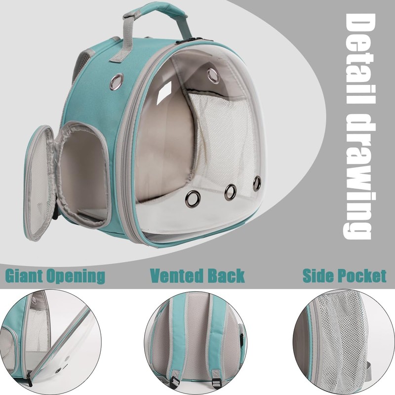 Hamster Backpack Carrier, Bearded Dragon Carrier Backpack with Clear Bubble
