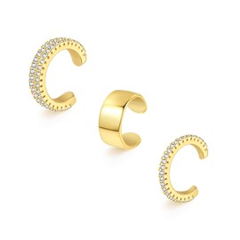 ALEXCRAFT Ear Cuff Gold Silver Set Non-Piercing Fake Helix Cartilage Cuff Earrings Conch Cuffs Earrings for Women Girlfriend Mum