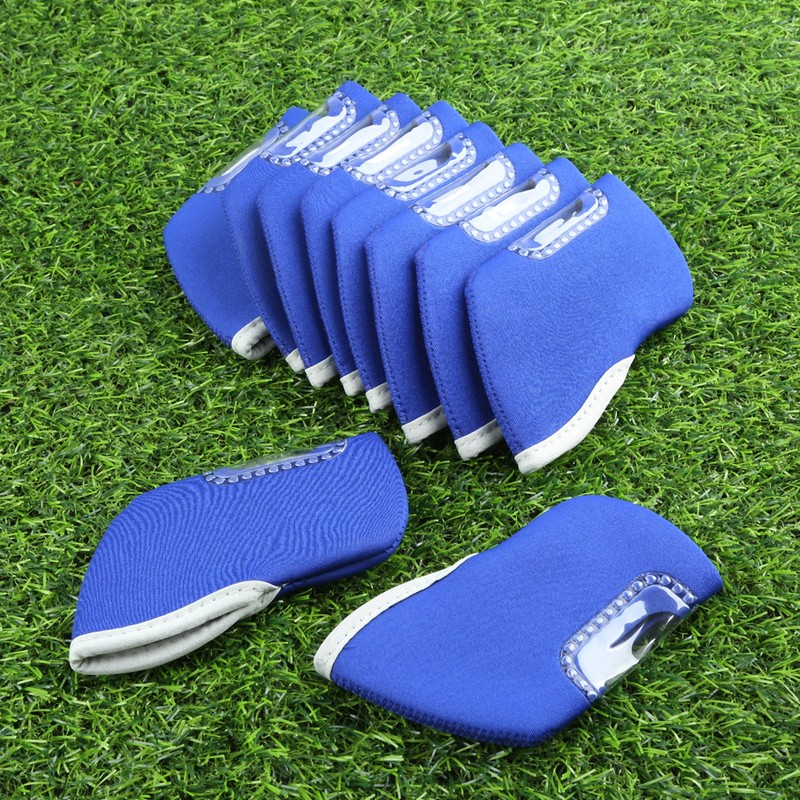 10pcs Golf Club Iron Head Cover Golf Iron Protector (Blue)