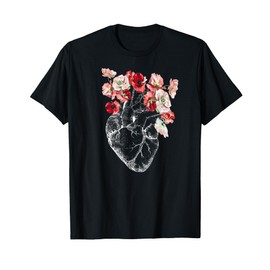 Anatomical Heart and Flowers T-Shirt T-Shirt
