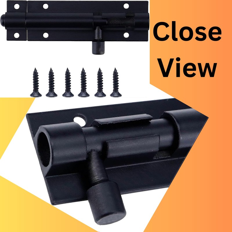 2 Pack 4" Black Slide Bolts, Heavy Duty Metal Barrel