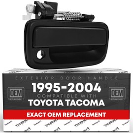 Exterior Front Passenger Door Handle Replacement - Compatible with 1995-2004 Toyota Tacoma - Textured Black with Keyhole - OEM 69210-35020, 91318, 79345, TO1311117