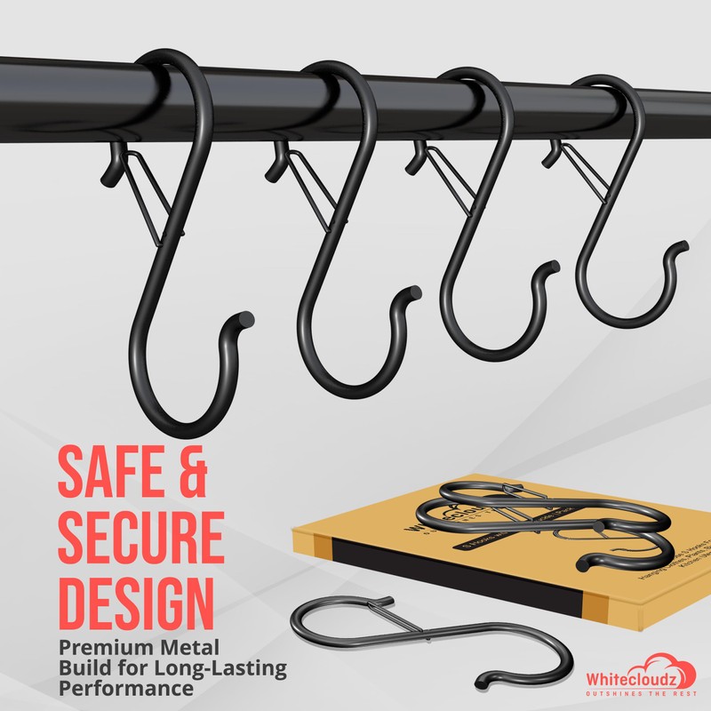 WHITECLOUDZ 10Pack Heavy Duty S Hooks for Hanging with Safety