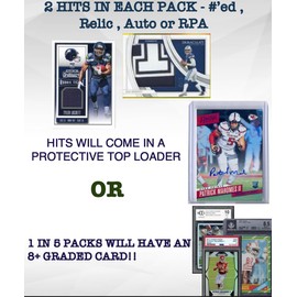 Generic Football Mystery Hot Pack - 30 Cards - 2 Hits or Graded Guaranteed - #'ed, Relic, Auto, PSA or BGS 8+, 10 Rookies/Inserts, Color, Parallel, SP or Top Player