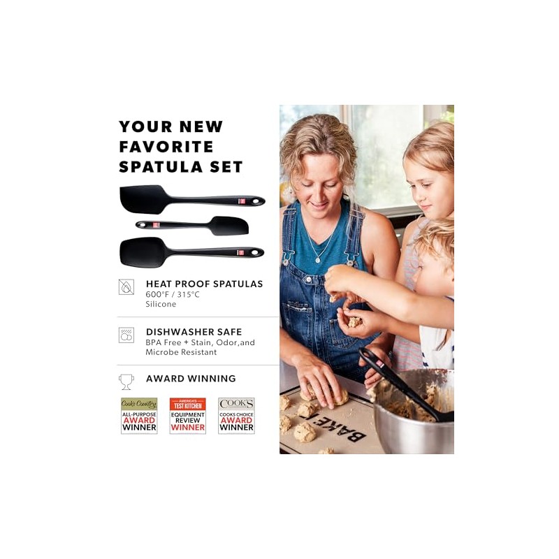 DI ORO Silicone Spatula Set - Heat Resistant Kitchen Scrapers