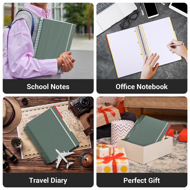 EUSOAR Spiral Graph Paper Notebook, A4 9.25" x 11.7" Large