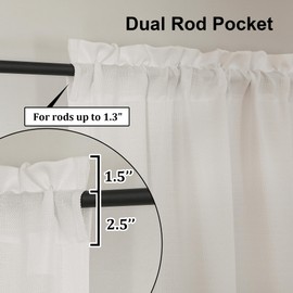 Lecloud Cortinas de Cocina Bessie Color Marfil de 45 Pulgadas de Largo, 2 Piezas, Cortinas Cortas rústicas Que filtran la luz, Cortinas de Tejido de Lino sintético Amarillento para baño en sótano (c